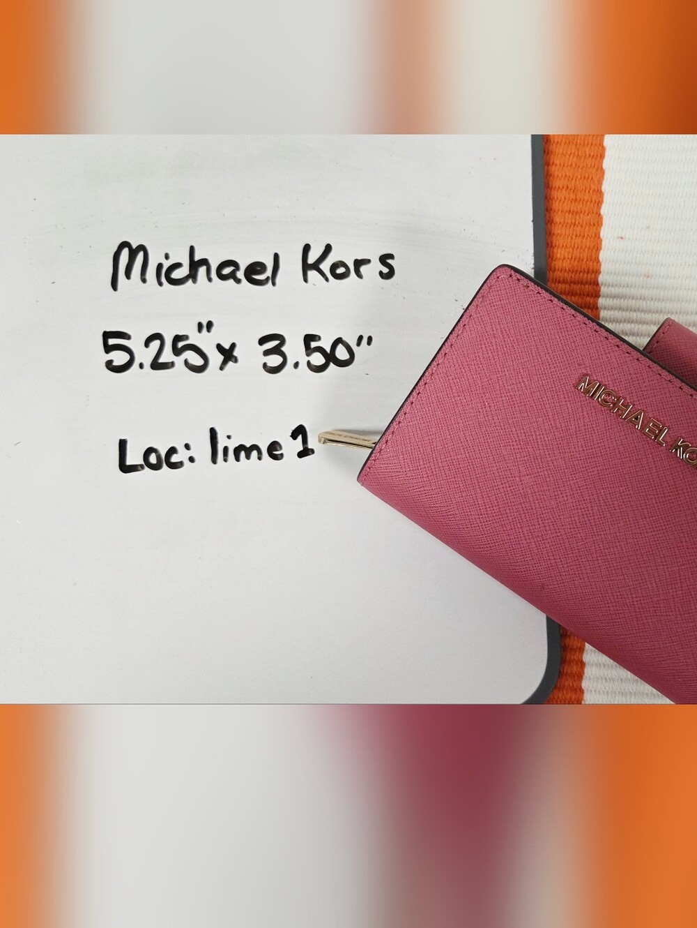 Michael Kors Hot Pink Saffiano Leather Wallet with Gold Logo - Picture 9 of 9